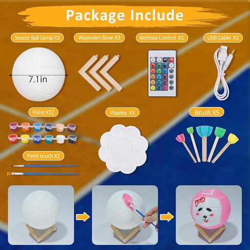 Paint Your Own Volleyball Lamp Kit,5.9 Inch 16 Colors 3D Toys Night Light,Arts and Crafts for Kids Ages 6-12, Art Supplies Arts & Crafts Kit for Girls Boys Ages 8-12 Birthday Gifts in Saudi Arabia