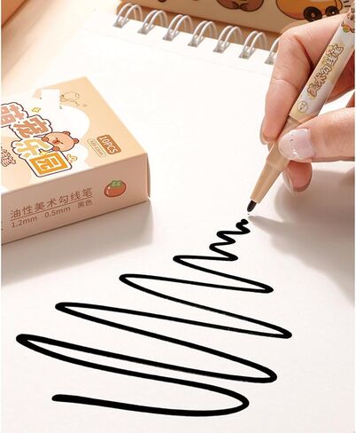 10 Pcs Cute Black Ink Drawing Pens Cartoon Animal Dual Tip Art Pens Fineliner Ink Pen Waterproof Markers Pen for Kids Adult Sketching Craft Art Supplies (Animal) in Saudi Arabia