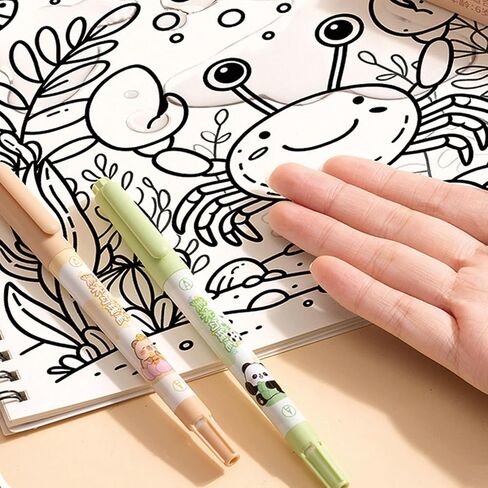 10 Pcs Cute Black Ink Drawing Pens Cartoon Animal Dual Tip Art Pens Fineliner Ink Pen Waterproof Markers Pen for Kids Adult Sketching Craft Art Supplies (Animal) in Saudi Arabia