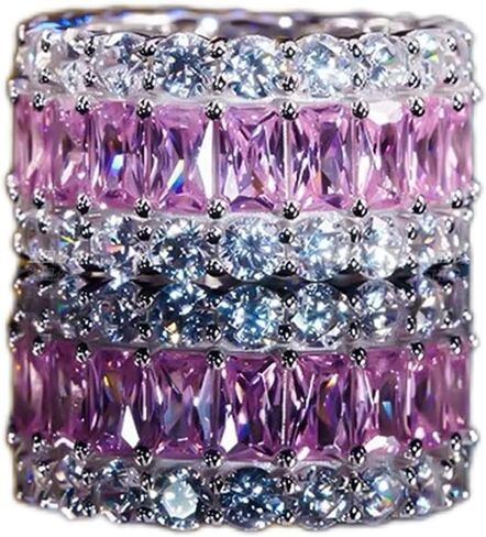 AZQ 925 Sterling Silver Shiny Full Diamond Ring 18K Gold Cocktail Rings Round Cut Cubic Zirconia Promise Rings CZ Diamond Halo Ring Eternity Engagement Wedding Band Ring for Women TZ.110 in Saudi Arabia