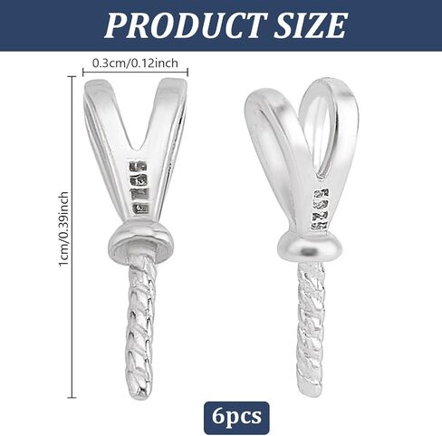 6pcs y قلادة الموصل 925 sterling سيلف الفضة وضع المسمار البلاغ بيتر بيب الكفالات لبرمجة الأحجار الكريمة لصنع المجوهرات: 4x1.5mm in Saudi Arabia
