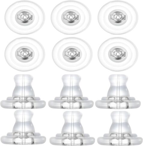 12Pcs Earring Backs,18K Gold Silicone Earring Backs Replacements,Locking Secure Earring Backs for Studs/Droopy Ears,No-Irritate Hypoallergenice Soft Clear Earring Backs for Women(Gold) in Kuwait