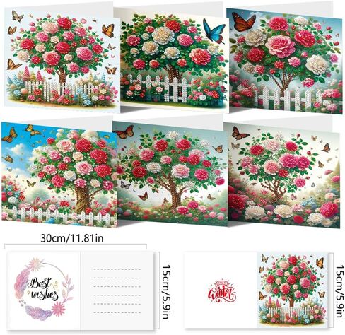 pigpigboss 6 Packs Happy Mother's Day Diamond Painting Greeting Cards with Envelop,Flower Bouquet Greeting Card with Diamond for Mother's Day, Diamond Art Greeting Cards for Mom in Saudi Arabia