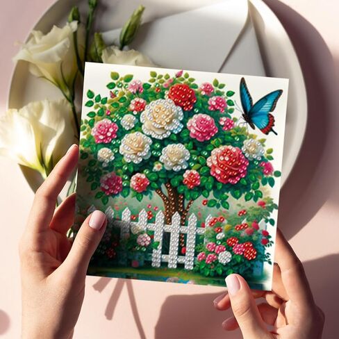 pigpigboss 6 Packs Happy Mother's Day Diamond Painting Greeting Cards with Envelop,Flower Bouquet Greeting Card with Diamond for Mother's Day, Diamond Art Greeting Cards for Mom in Saudi Arabia