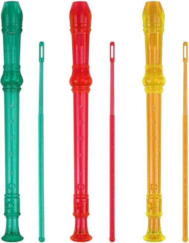 مسجل سوبرانو Descan Flauta Recorder 8 فتحات ABS كلارينيت على الطراز الألماني مفتاح ثلاثي الناي C مع تعليمات مخطط الإصبع، شفاف، 3 عبوات in Kuwait