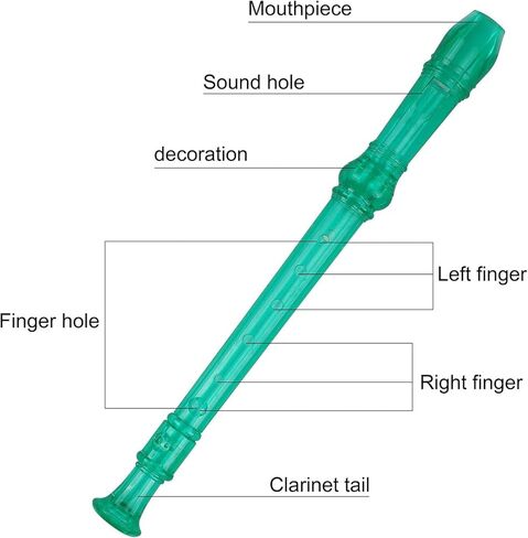 مسجل سوبرانو Descan Flauta Recorder 8 فتحات ABS كلارينيت على الطراز الألماني مفتاح ثلاثي الناي C مع تعليمات مخطط الإصبع، شفاف، 3 عبوات in Kuwait