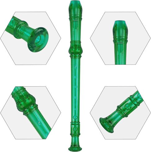 مسجل سوبرانو Descan Flauta Recorder 8 فتحات ABS كلارينيت على الطراز الألماني مفتاح ثلاثي الناي C مع تعليمات مخطط الإصبع، شفاف، 3 عبوات in Kuwait
