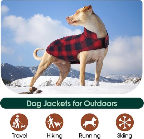 Kuoser Reversible Winter Coat, British Style Jacket for Small Medium and Large Dogs - Warm, Windproof Puppy Cold Weather Vest - Red M in Saudi Arabia