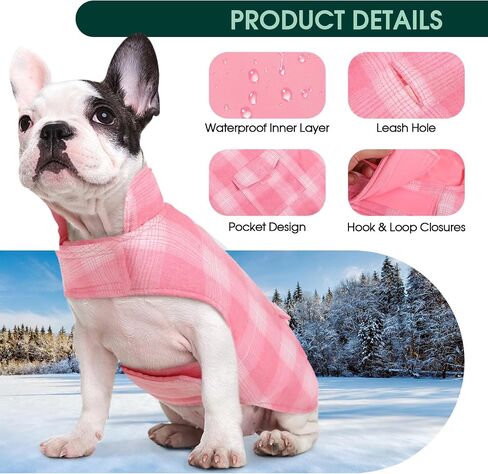 Kuoser Reversible Winter Coat, British Style Jacket for Small Medium and Large Dogs - Warm, Windproof Puppy Cold Weather Vest - Red M in Saudi Arabia