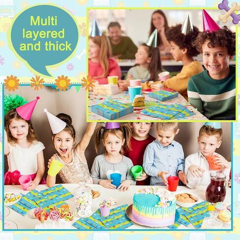 Marspark 100 Pcs Cartoon Dog Party Supplies Mysterious Car Hippie Paper Napkins Disposable Paw Daisy Flower Mystery Bus Cocktail Napkins for Themed Party Birthday Supplies, 6.5 x 6.5 Inches in Saudi Arabia