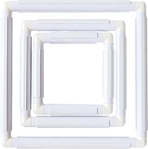 Howie's Needlepoint 3 Pack Plastic Embroidery Hoops, Square Cross-Stitch Hoops, Clip Frame for Cross Stitching, Quilting (6x6 Inch, 8x8 Inch, 11x11 Inch), White in Saudi Arabia