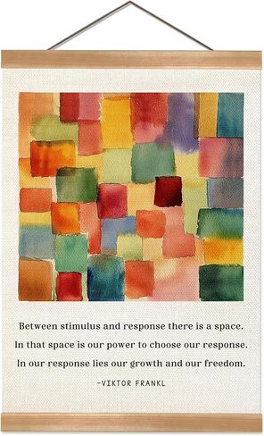 Boho Wall Art Poster – Viktor Frankl Quote Print, Linen Canvas Poster with Abstract Watercolor Design and Wooden Frame, Inspirational Psychology Decor for Office, Home, Therapy Room or Study(Viktor frankl) in Saudi Arabia