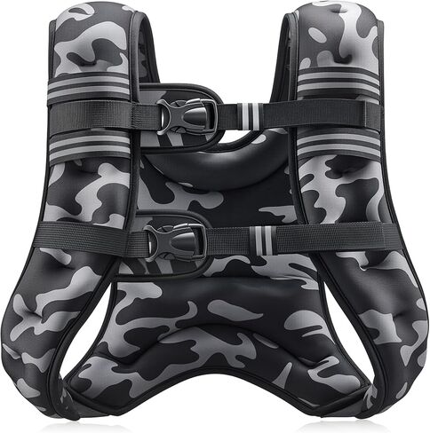 ZELUS Weighted Vest, 6lb/8lb/12lb/16lb/20lb/25lb/30lb Weight Vest with Reflective Stripe for Workout, Strength Training, Running, Fitness, Muscle Building, Weight Loss, Weightlifting in Kuwait