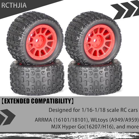 4pcs إطارات شاحنات الوحش 1/16 1/18 مقياس 74 مم من الإطارات الرغوية مسبقًا من أجل Arrma Granite 1/18 Granite/Typhon ، Wltoys A949 ، MJX Hyper GO H16 ، High-Grip جاهز للتشغيل in Kuwait