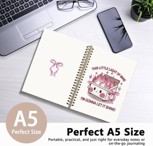 cute Dumpster Fire Notebook Journal for women, Pink Bow cute spiral notebooks for women girls，Dumpster Fire Gifts, Funny Office Gifts for Coworkers, 5.5x8.3 Inch in Saudi Arabia