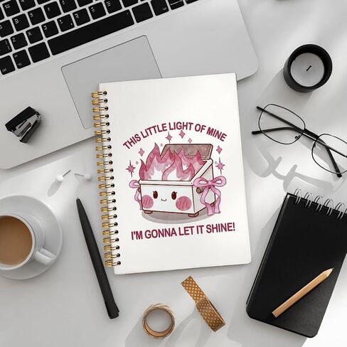 cute Dumpster Fire Notebook Journal for women, Pink Bow cute spiral notebooks for women girls，Dumpster Fire Gifts, Funny Office Gifts for Coworkers, 5.5x8.3 Inch in Saudi Arabia