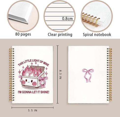 cute Dumpster Fire Notebook Journal for women, Pink Bow cute spiral notebooks for women girls，Dumpster Fire Gifts, Funny Office Gifts for Coworkers, 5.5x8.3 Inch in Saudi Arabia