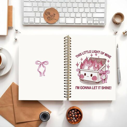 cute Dumpster Fire Notebook Journal for women, Pink Bow cute spiral notebooks for women girls，Dumpster Fire Gifts, Funny Office Gifts for Coworkers, 5.5x8.3 Inch in Saudi Arabia