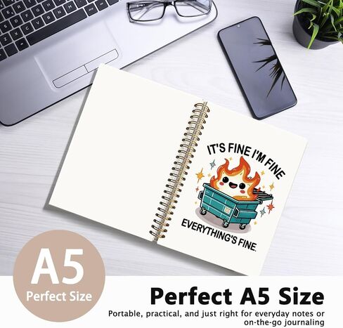 cute Dumpster Fire Notebook Journal for women, Pink Bow cute spiral notebooks for women girls，Dumpster Fire Gifts, Funny Office Gifts for Coworkers, 5.5x8.3 Inch in Saudi Arabia