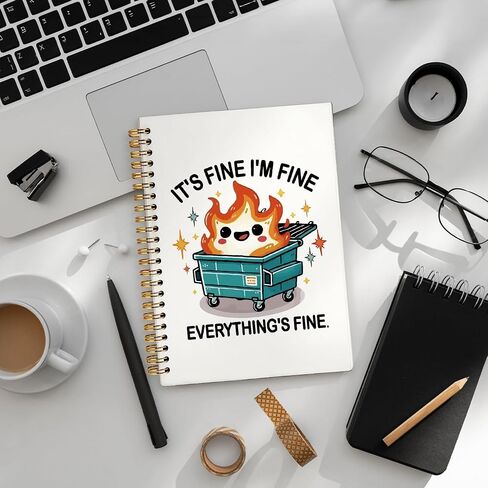 cute Dumpster Fire Notebook Journal for women, Pink Bow cute spiral notebooks for women girls，Dumpster Fire Gifts, Funny Office Gifts for Coworkers, 5.5x8.3 Inch in Saudi Arabia