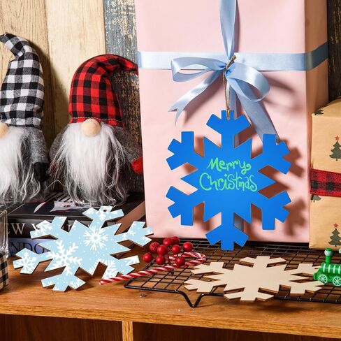 MoDooris 24Pcs Wooden Christmas Ornaments Snowflake Wooden Cutouts with Holes Winter Unfinished Wood Snowflake Large Size Blank Christmas Hanging for Painting Xmas Tree Decor Signs Holiday DIY Crafts in Saudi Arabia
