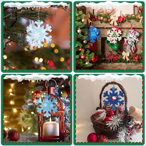 MoDooris 24Pcs Wooden Christmas Ornaments Snowflake Wooden Cutouts with Holes Winter Unfinished Wood Snowflake Large Size Blank Christmas Hanging for Painting Xmas Tree Decor Signs Holiday DIY Crafts in Saudi Arabia