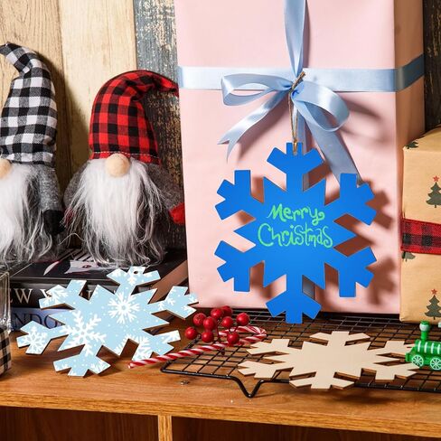 Modooris 24pcs حلي عيد الميلاد الخشبية الحلي الثلجية قاطعات خشبية مع ثقوب الشتاء غير مكتمل للثلوج الخشب حجم كبير في عيد الميلاد فارغة معلقة للطلاء ديكور شجرة عيد الميلاد علامات العطلة DIY in Kuwait