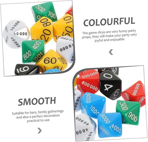 24 Pcs Multi-Sided Game Dice Set, Large Portable Dice for Party Games, Assorted Colors, 0.86 * 0.86 * 3.14 Inch, Plastic, Mini Dice for Board Games and Party Props in Saudi Arabia
