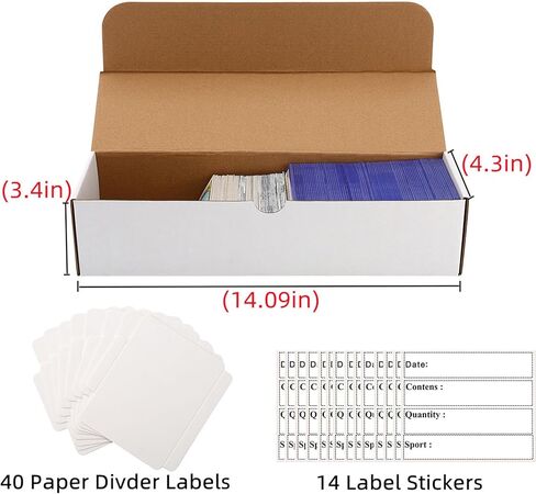 Card box 6 Pack-4800 Count,Trading card storage box with 20 Dividers&8 Labels,Card Organizer Corrugated Cardboard Storage,Card game storage for Baseball Cards,TCG/Magic/Mtg storage and Collection in Kuwait