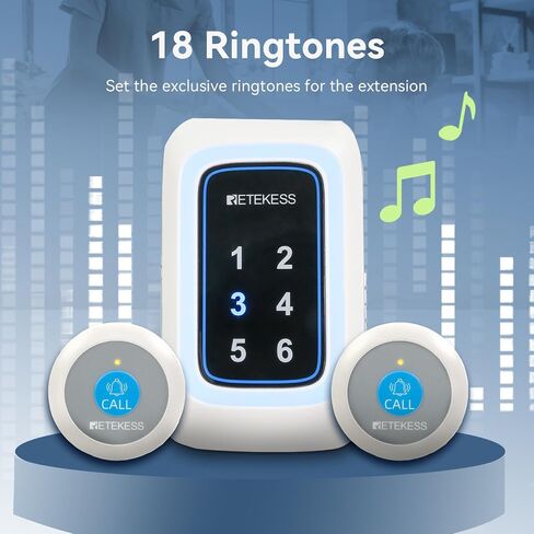 Retekess TH109S Wireless Calling System, Caregiver Pager, 850ft, 3 Reminder Modes, 5 Levels of Volume, 1 Receiver 2 Call Buttons for Elderly, Patients, Clinic, Home in Saudi Arabia