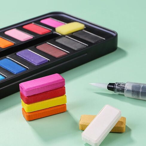 5x7'' Portable Watercolor Coloring Book for Adults DIY Stress Relief Foldable Watercolor Painting Book with 24-Color Solid Watercolor Paint Set Animal Watercolor Painting Pad in Kuwait
