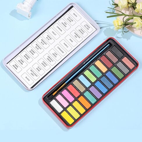 5x7'' Portable Watercolor Coloring Book for Adults DIY Stress Relief Foldable Watercolor Painting Book with 24-Color Solid Watercolor Paint Set Animal Watercolor Painting Pad in Kuwait