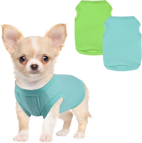 Winmany 2 Pieces Small Dogs Clothes Solid Color Puppy Summer Tank Top for Girl Boy Cute Chihuahua Shih Tzu Pomeranian Shirts Vest in Saudi Arabia