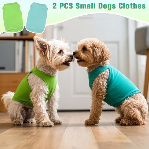 Winmany 2 Pieces Small Dogs Clothes Solid Color Puppy Summer Tank Top for Girl Boy Cute Chihuahua Shih Tzu Pomeranian Shirts Vest in Saudi Arabia