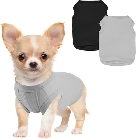Winmany 2 Pieces Small Dogs Clothes Solid Color Puppy Summer Tank Top for Girl Boy Cute Chihuahua Shih Tzu Pomeranian Shirts Vest in Saudi Arabia