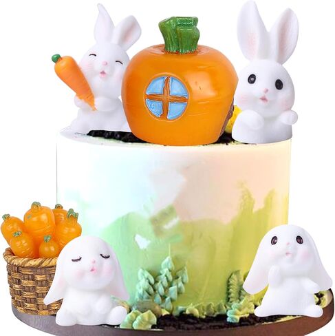 Rsstarxi 24 Pack Glitter Happy Easte Cupcake Toppers Carrot Rabbit Easter Egg Decor Cupcake Picks for Bunny Ear Theme Baby Shower Spring Theme Birthday Easter Party Cake Decorations in Saudi Arabia