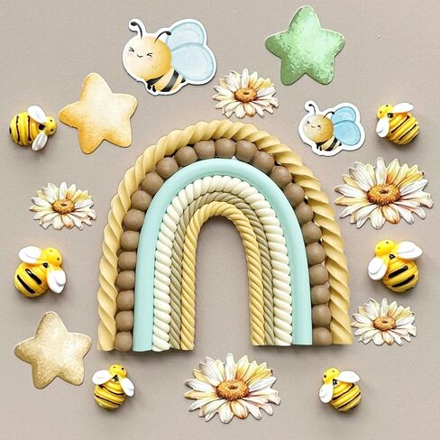 Rainbow Cake Topper Honey Bee Cake Decorations for Baby Shower Birthday Party Supplies (Bee Rainbow) in Saudi Arabia