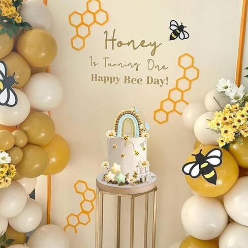Rainbow Cake Topper Honey Bee Cake Decorations for Baby Shower Birthday Party Supplies (Bee Rainbow) in Saudi Arabia
