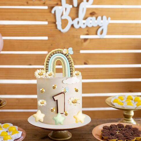 Rainbow Cake Topper Honey Bee Cake Decorations for Baby Shower Birthday Party Supplies (Bee Rainbow) in Saudi Arabia