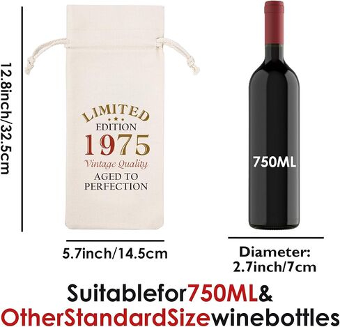 60th Birthday Gifts for Women Men - Vintage 1965 Wine Bottle Gift Bag with Drawstring, Funny Burlap Wine Bottles Bag for Mom Dad 60 Years Birthday Present in Saudi Arabia