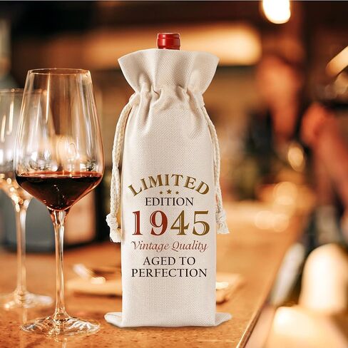 60th Birthday Gifts for Women Men - Vintage 1965 Wine Bottle Gift Bag with Drawstring, Funny Burlap Wine Bottles Bag for Mom Dad 60 Years Birthday Present in Kuwait