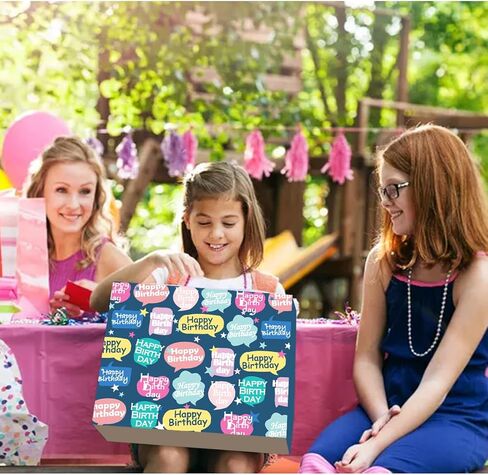 Boldpin 13 "حقيبة هدايا كبيرة عيد ميلاد سعيد مع بطاقة وورقة أنسجة كبيرة للفتيات النساء الأولاد الرجال مع مقابض (colorletter) in Kuwait