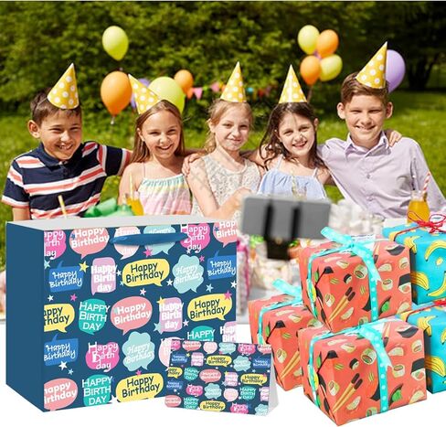 Boldpin 13 "حقيبة هدايا كبيرة عيد ميلاد سعيد مع بطاقة وورقة أنسجة كبيرة للفتيات النساء الأولاد الرجال مع مقابض (colorletter) in Kuwait