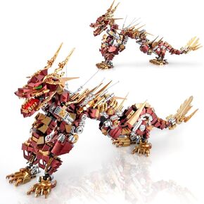 Dragon Building Blocks Sets for Adults, White Mechanical Dragon Animal Building Model Collectible Display Toys, Cool Creative Gifts for Boys Teens Fans (1485 Pieces)
