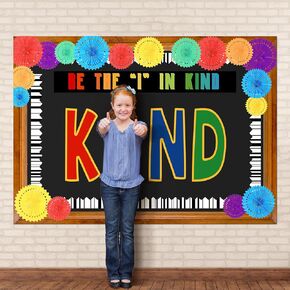 Welcome School Classroom Banner Decorations First Day of School Colorful Backdrop Be The Kind for Classroom Home Wall Office Party Decor (Morandi)