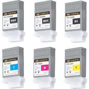 130ml x 6PK PFI-102 Ink Tank Cartridge Replacement for Canon PFI-102MBK PFI-102BK PFI-102C PFI-102M PFI-102Y for IPF 500 510 600 610 605 650 658 700 710 720 760 750 755 Printers –US