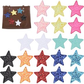 20Pcs Iron On Glitter Star Patches Sequin Star Iron on Patches Colorful Shiny Stars Embroidery Sequin for Clothing Jacket Jeans Pants Dress Backpack Hat Decorations
