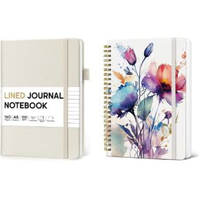 Taja A5 Lined Journal Notebook 160 Pages and A5 Spiral Lined Notebook 140 Pages