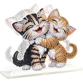 DCIDBEI Paint by Numbers kit for Adults Napkin Holder Cat 15x15cm Acrylic Napkin Holder for Table Tissue Paper Cocktail Diamond Art Kits for Adults Napkin Holder for Kitchen Dinner Restaurant
