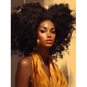 Skryuie 5d African Woman Painting Kits - DIY Diamond Art Kits للبالغين الأمريكيين من أصل أفريقي ، تدريبات مستديرة كاملة - غرزة Crystal Cross - Craft Craft for Wall & Office Decor